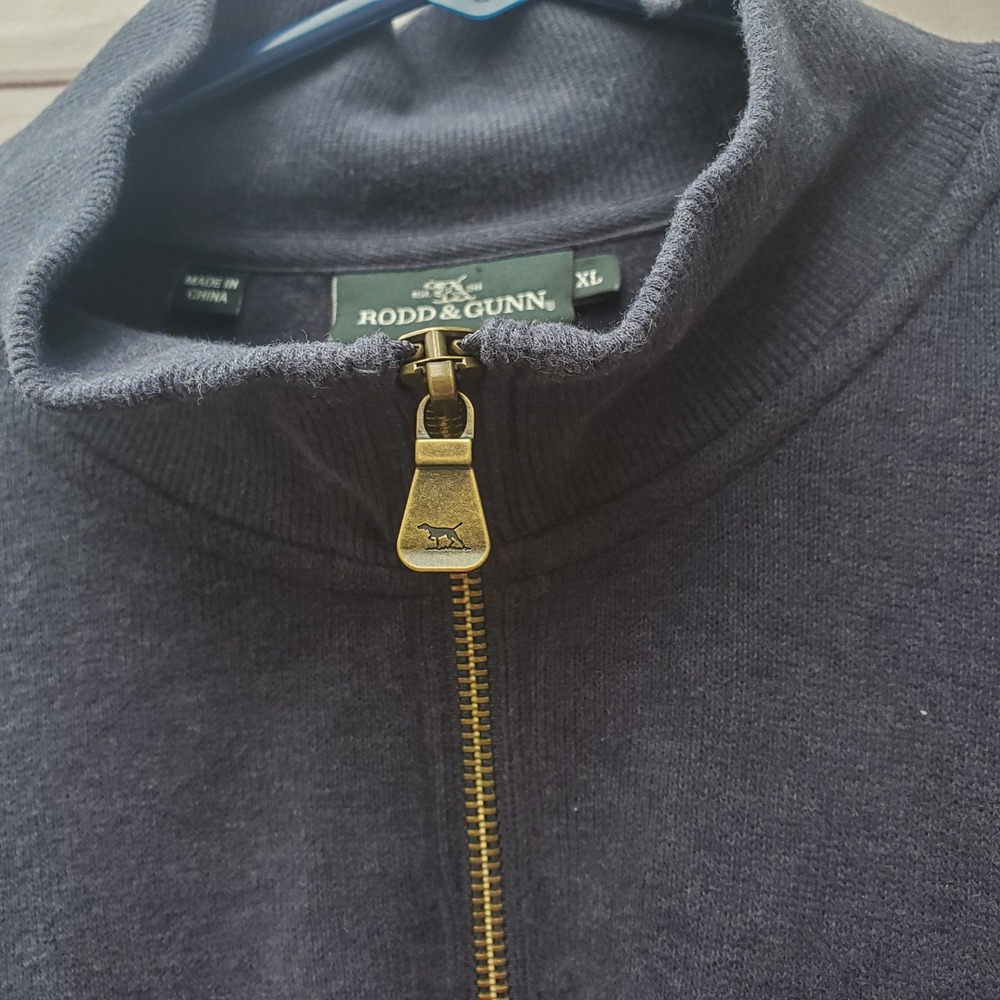 Rodd & Gunn Mens XL Navy‎ Blue 100% Australian Cotton Quarter Zip Pullover